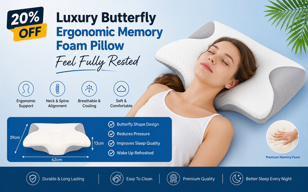20% OFF Luxury Butterfly Ergonomic Memory Foam Pillow - Feel Fully Rested | COD + Free Delivery